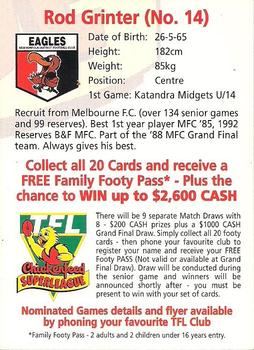 1998 Chickenfeed Superleague TFL #20 Rodney Grinter Back